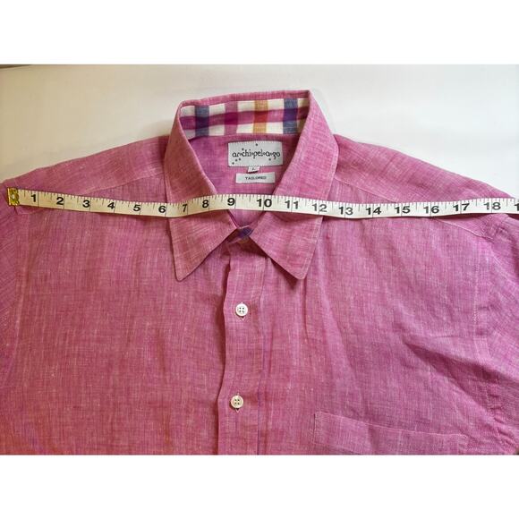 Archipalago Size Large Pink 100% Linen Shirt Long Sleeve Button Down Preppy - Picture 6 of 11